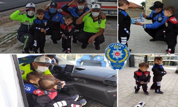 Konya Polisi küçük Eymen ve Uras'ın polis olma hayalini gerçekleştirdi....