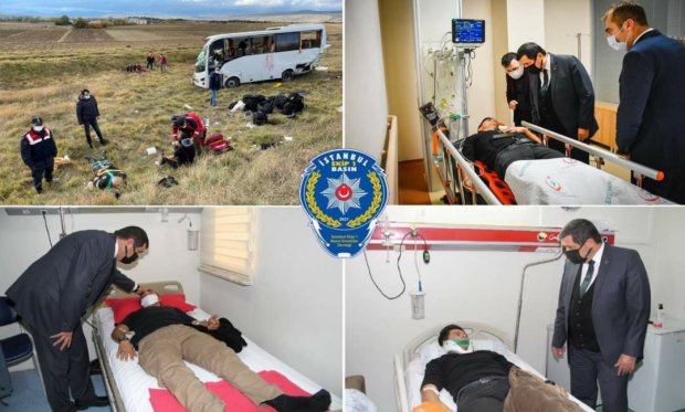 Kastamonu'da polis servisinin devrilmesi sonucu 12 polis yaralandı...