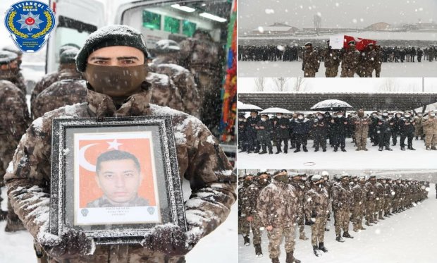 Hakkari'de silah kazası sonucu vefat eden polis memuru için tören düzenlendi...