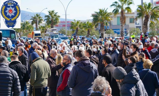 Bodrum Vatandaşından protesto olay yerine polis ekipleri sevk edildi...