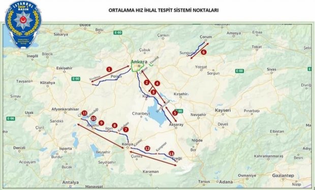 6 ilde "Ortalama Hız İhlal Tespit Sistemi" kuruldu...