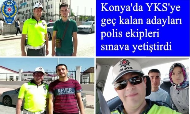 Konya'da YKS'ye geç kalan adayları polis ekipleri sınava yetiştirdi...