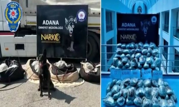 Adana'da 72 kilo 900 gram esrar ele geçirildi...