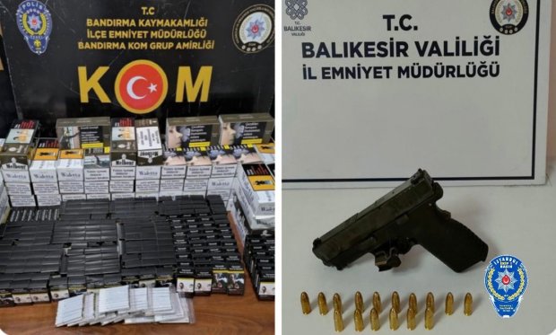 Balıkesir’de kaçak sigara ve silah operasyonu…
