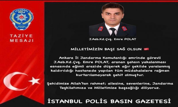 Bakan Yerlikaya açıkladı: Jandarma astsubay Emre Polat şehit oldu…