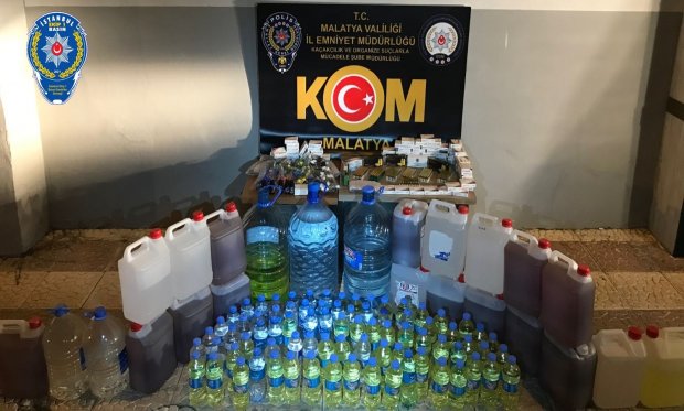 Malatya'da 190 litre sahte içki ele geçirildi...