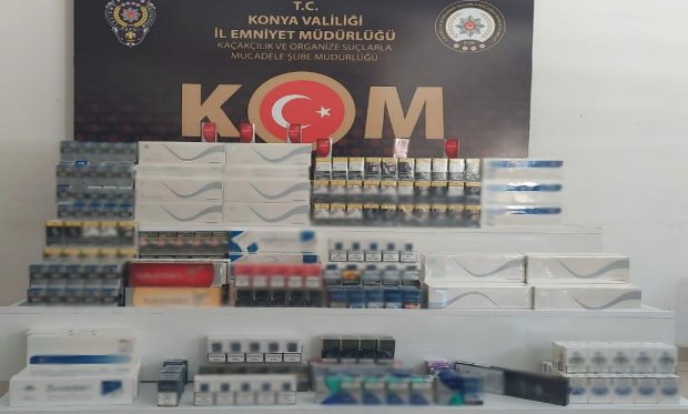 Konya polisinden gümrük kaçağı sigara operasyonu...