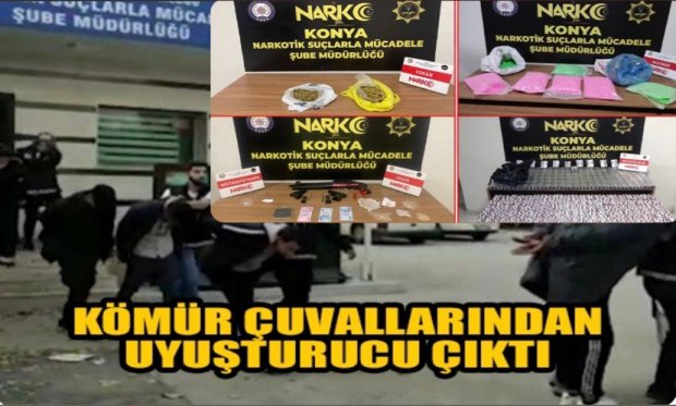 Konya polisinden uyuşturucu operasyonu! Kömür çuvallarından on binlerce hap çıktı...