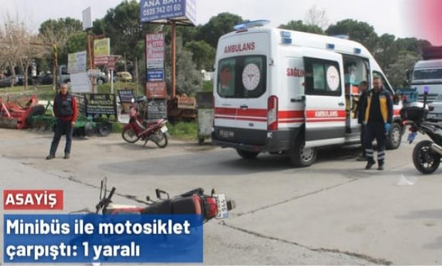 Manisa Turgutlu'da Minibüs İle Motosiklet Çarpıştı 1 Yaralı...