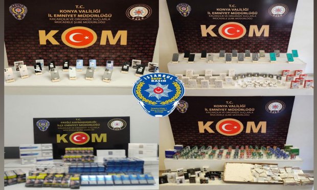 Konya polisinden 2,5 milyon liralık kaçakçılık operasyonu: 13 gözaltı...