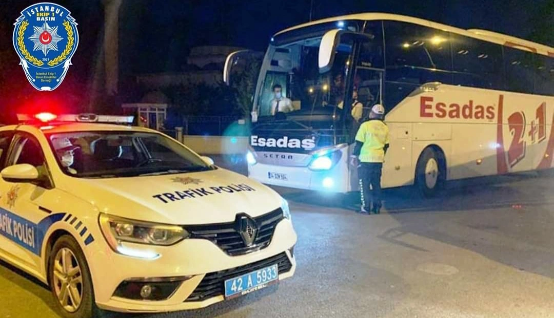 Konya'da yolcu otobüslerine denetimler sıklaştırıldı...